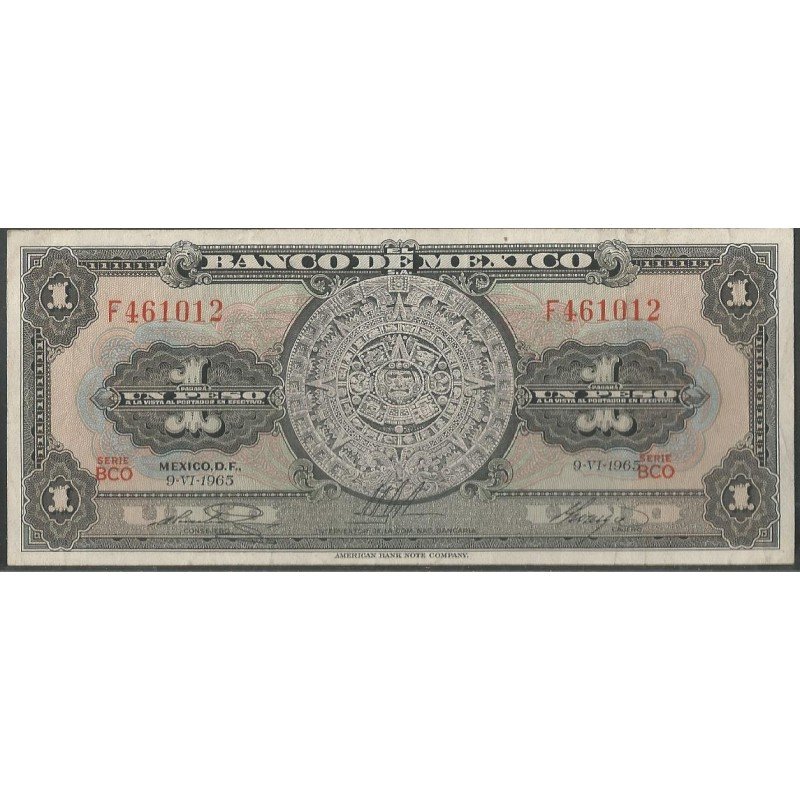 Mexico, 1 Peso 9 Jun 1965 Serie BCO P59i