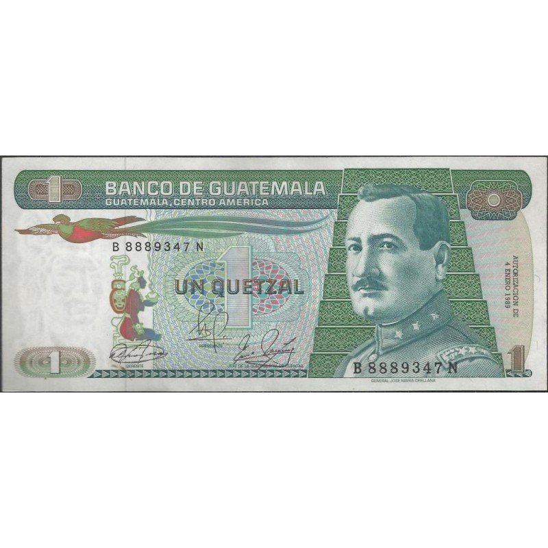 Guatemala, 1 Quetzal 4 Ene 1989 P66