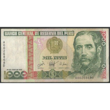 Peru, 1.000 Intis 26 Jun 1987 P136b