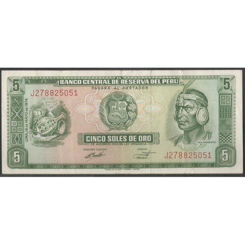 Peru, 5 Soles 16 May 1974 P99c