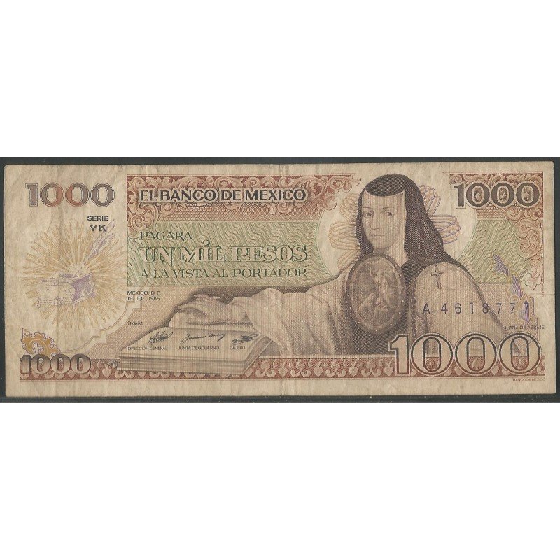 Mexico, 1.000 Pesos 19 Jul 1985 Serie YK P85