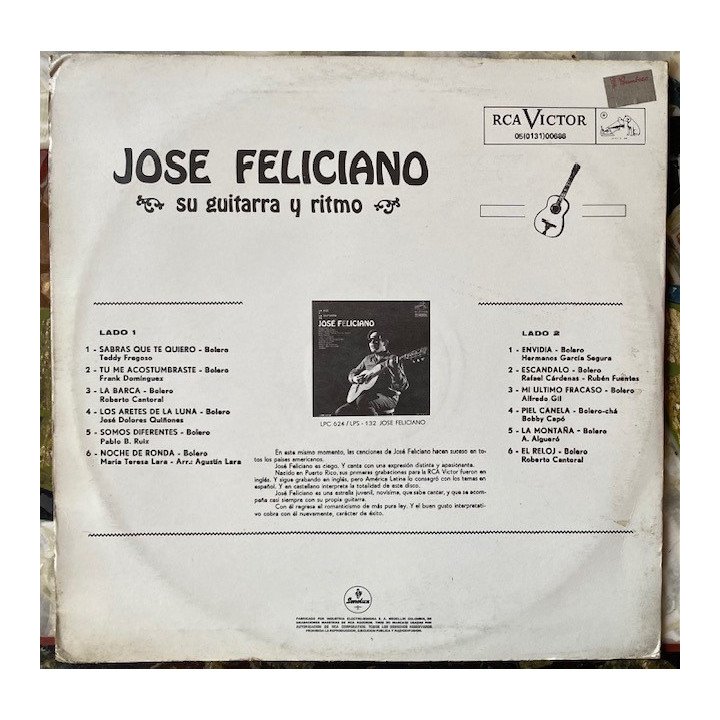 Jose Feliciano - Su guitarra y ritmo - Colombia reverso