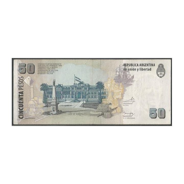 Argentina 50 Pesos ND2003-13 Serie G P356 reverso