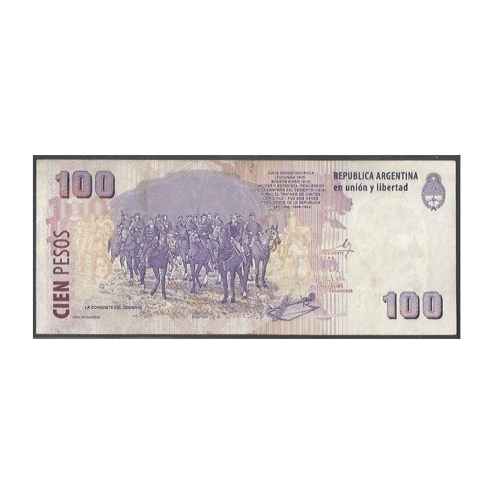 Argentina 100 Pesos ND2003 Serie W P357a reverso