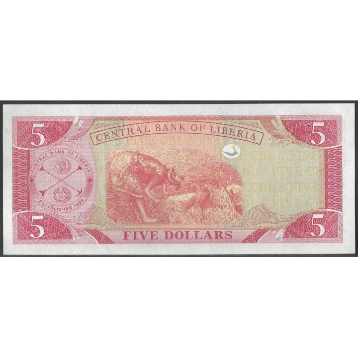 Liberia 5 Dollars 2003 P26a reverso