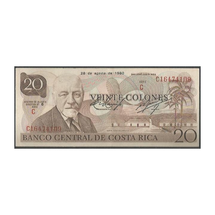 Costa Rica 20 Colones 28 Ago 1980 P238c