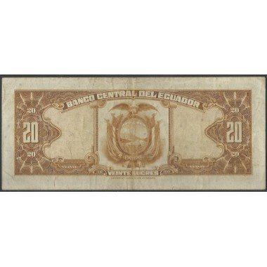 Ecuador, 20 Sucres 1 Ene 1966 KW P103a