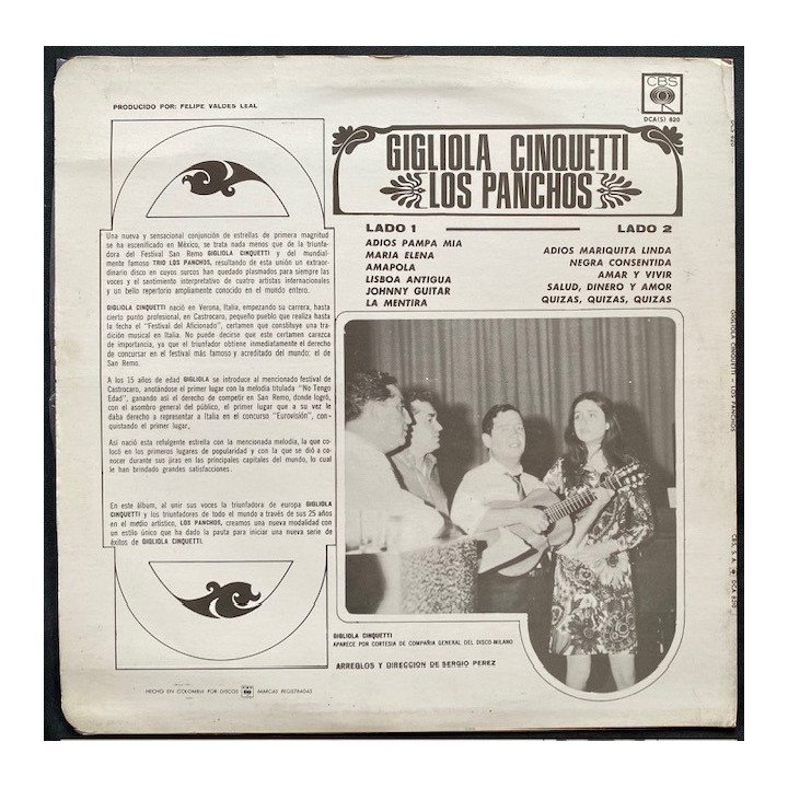 Gigliola Cinquetti - Los Panchos - Colombia reverso