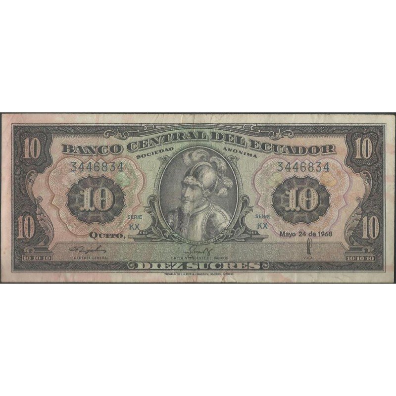 Ecuador, 10 Sucres 24 May 1968 KX P114a