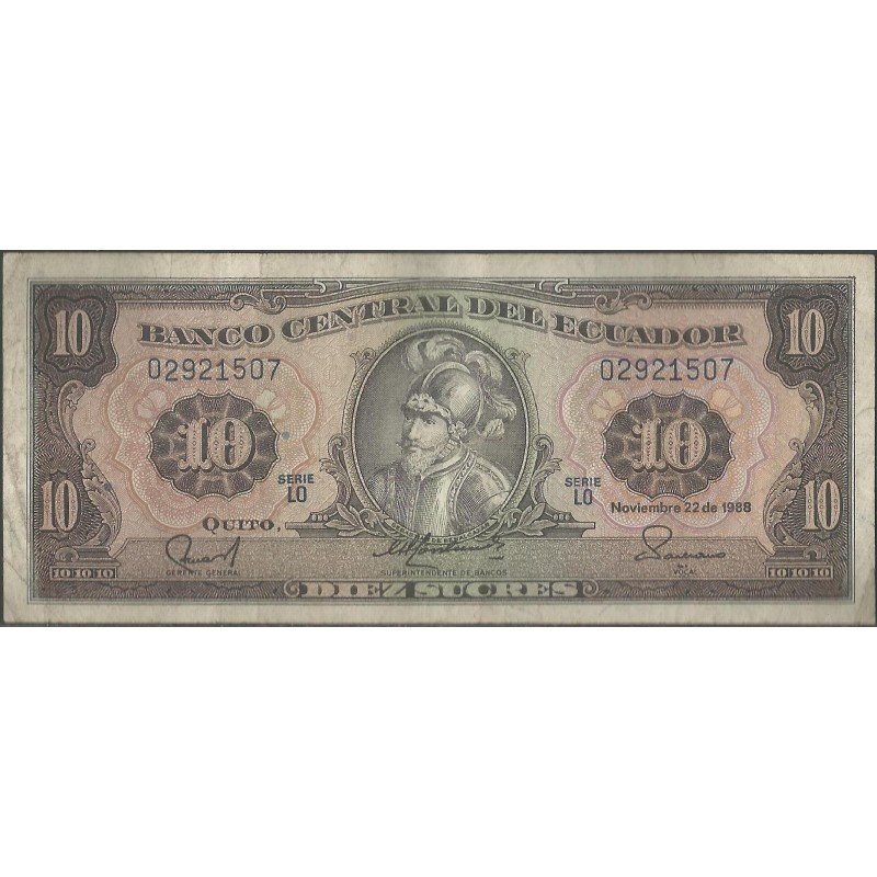 Ecuador, 10 Sucres 22 Nov 1988 LO P121