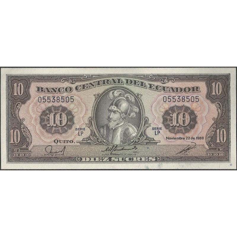 Ecuador, 10 Sucres 22 Nov 1988 LP P121