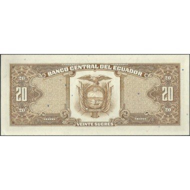 Ecuador, 20 Sucres 22 Nov 1988 LT P121Aa