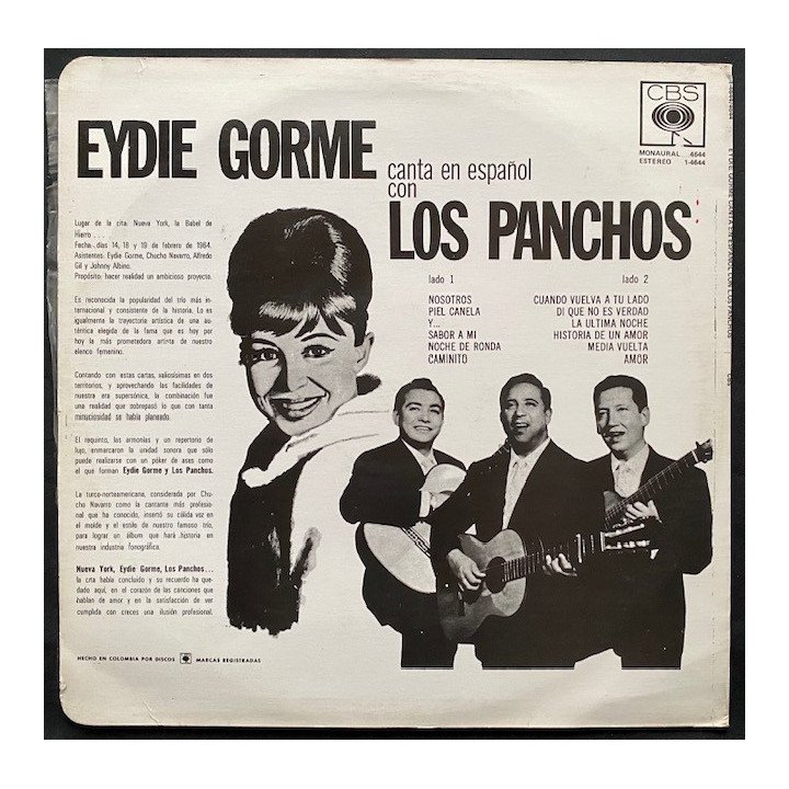Eydie Gorme Y Los Panchos Canta en español - Colombia reverso