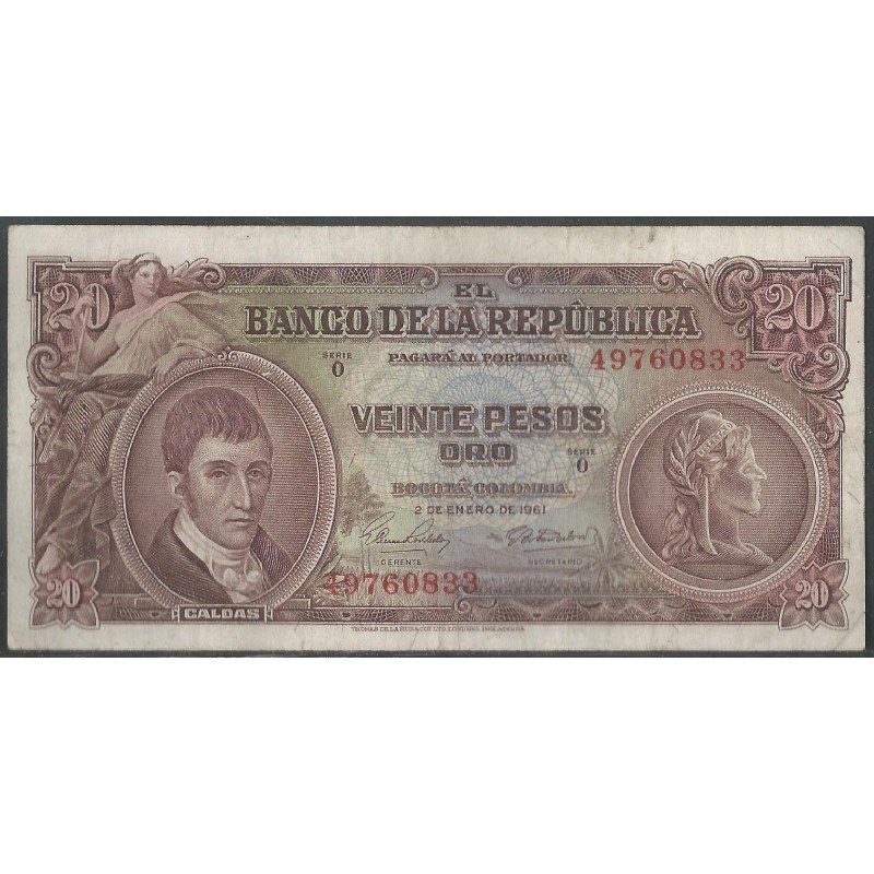 Billete de 20 Pesos 2 Ene 1961 BGW220
