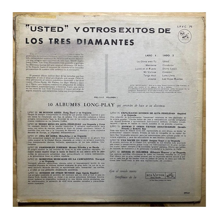 Los tres diamantes Usted y otros exitos - Colombia reverso