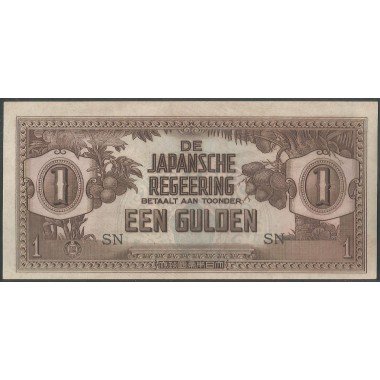 Indias Holandesas Ocupacion Japon WWII, 1 Gulden ND1942 Serie SN P120c