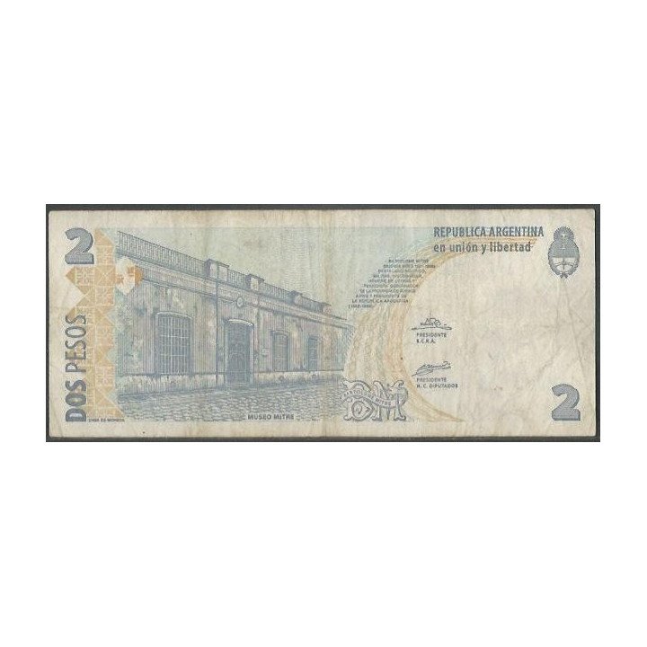 Argentina 2 Pesos ND2002 Serie E P352 reverso