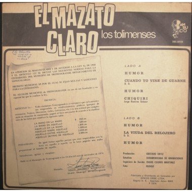 Los Tolimenses, El Mazato Claro - Colombia