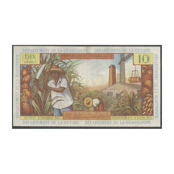 Antillas Francesas 10 Francs ND1964 Firma 2 P8b reverso