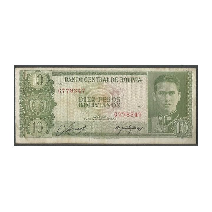 Bolivia 10 Pesos Bolivianos L 13 Jul 1962 Serie G P154a