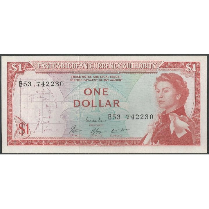 Estados del Caribe Oriental 1 Dollar ND1965 Firma 8 P13e