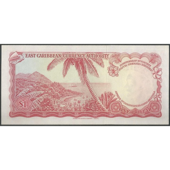 Estados del Caribe Oriental 1 Dollar ND1965 Firma 8 P13e reverso