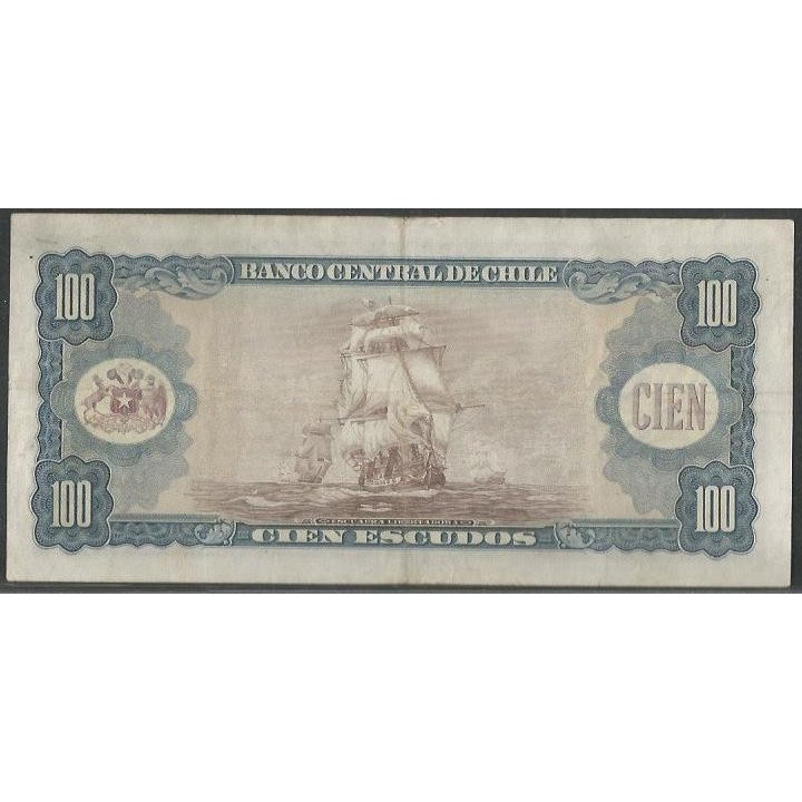 Chile 100 Escudos ND1962-75 F P141 reverso