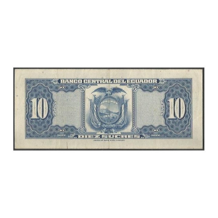 Ecuador 10 Sucres 27 Abr 1966 KO P101Aa reverso