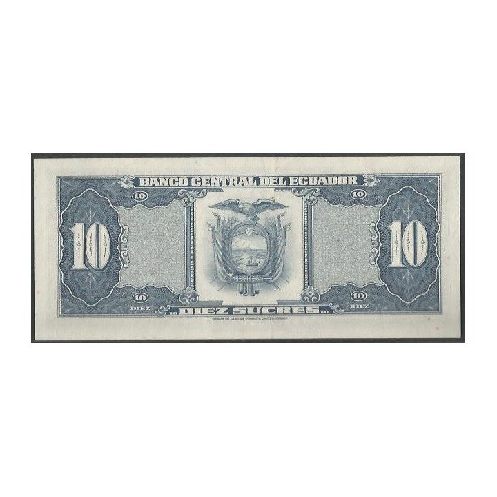 Ecuador 10 Sucres 24 May 1968 KX P114a reverso