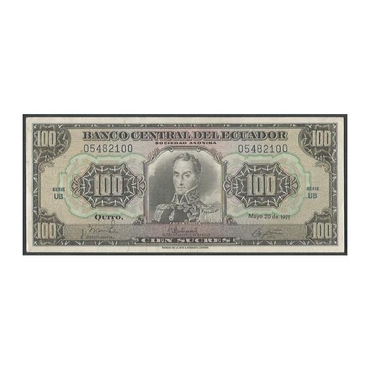 Ecuador 100 Sucres 20 May 1971 UB P118a