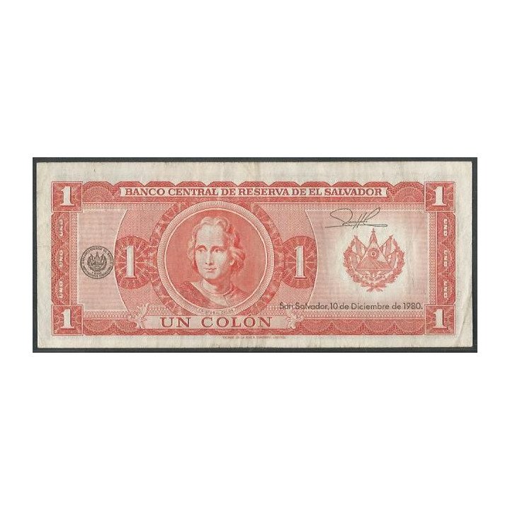 El Salvador 1 Colon 19 Jun 1980 P125b reverso
