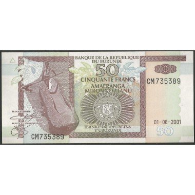 Burundi, 50 Francs 1 Ago 2001 P36c