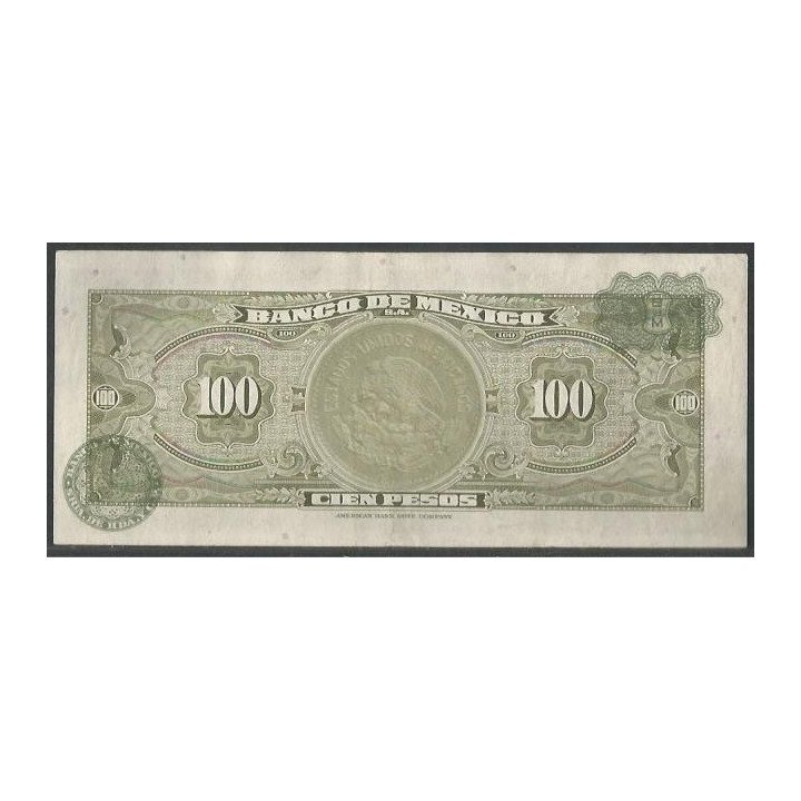 Mexico 100 Pesos 18 Jul 1973 Serie BWC P61i reverso