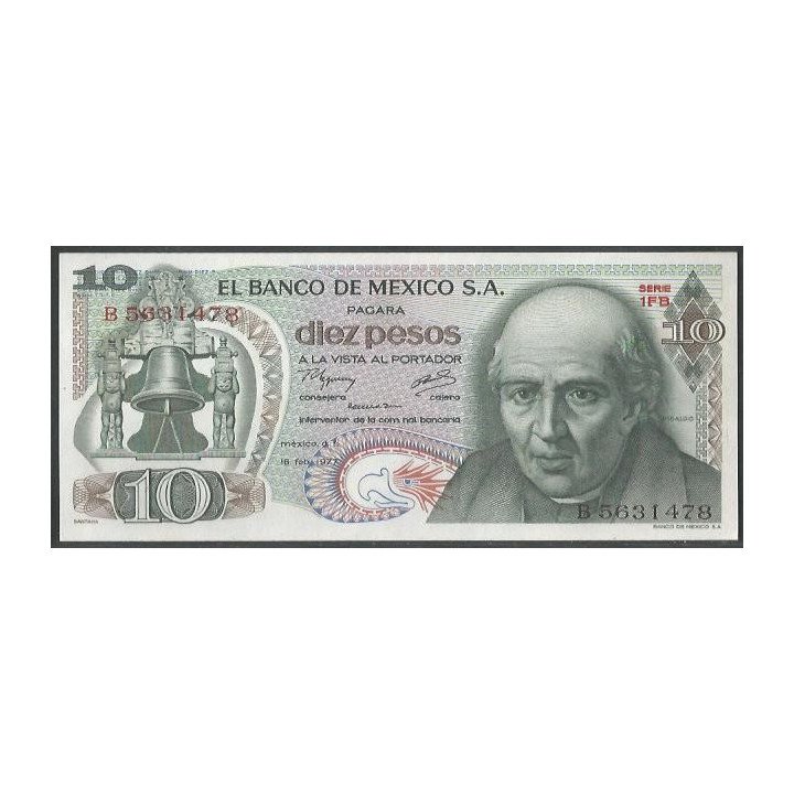 Mexico 10 Pesos 18 Feb 1977 Serie 1FB P63i