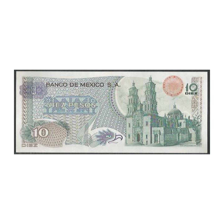 Mexico 10 Pesos 18 Feb 1977 Serie 1FB P63i reverso