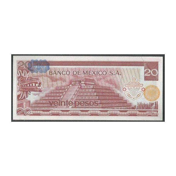 Mexico 20 Pesos 8 Jul 1976 Serie CP P64c reverso