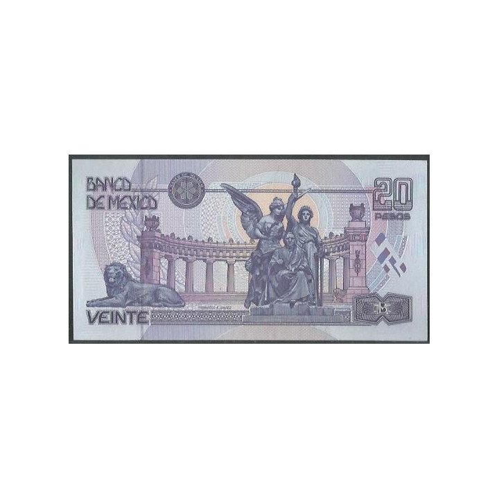 Mexico 20 Pesos 17 Mar 1998 Serie BD P106c reverso