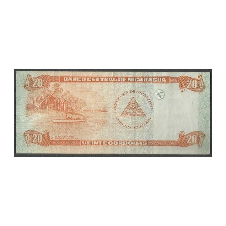 Nicaragua 20 Cordobas 2002 P192 reverso
