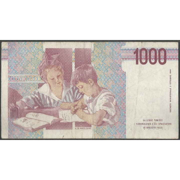 Italia 1.000 Liras D1990 P114a reverso