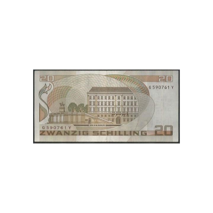 Austria 20 Schilling 1 Oct 1986 P148 reverso