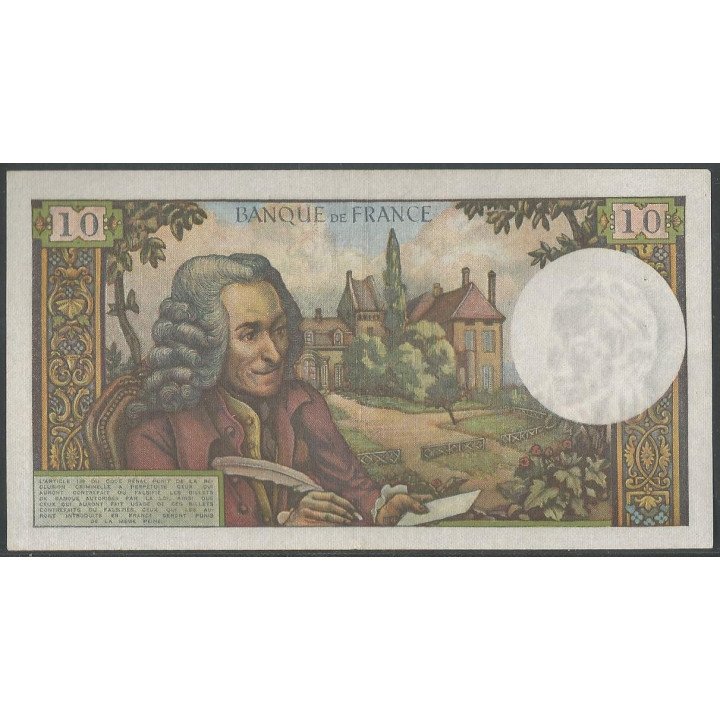 Francia 10 Francs 5 Ene 1967 P147b reverso