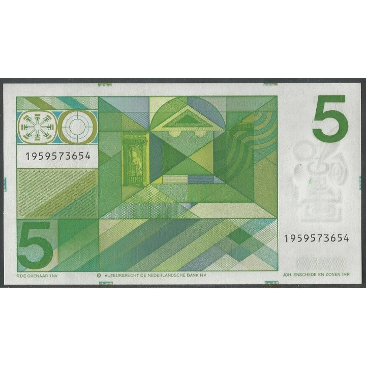 Holanda 5 Gulden 28 Mar 1973 P95 reverso