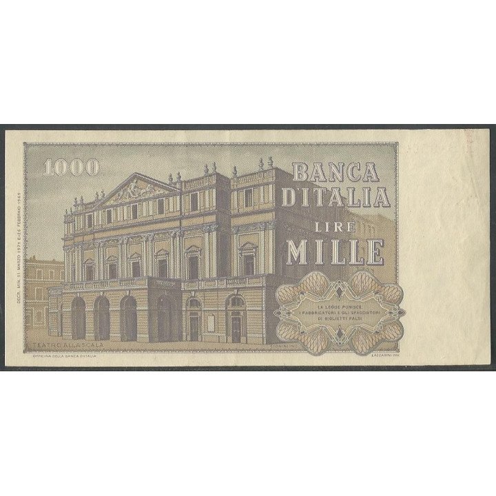 Italia 1.000 Liras 11 Mar 1971 P101b reverso