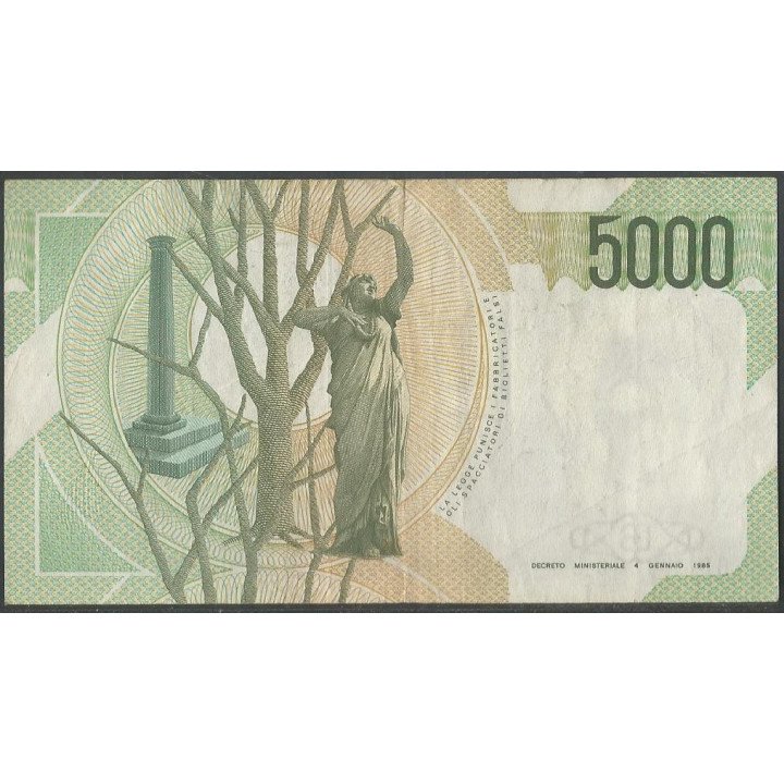Italia 5.000 Liras 4 Ene 1985 P111c reverso