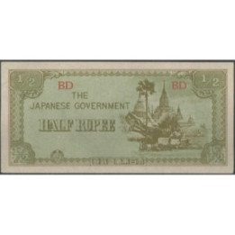 Burma - Ocupacion Japon WWII 1/2 Rupia ND1942 BD P13b