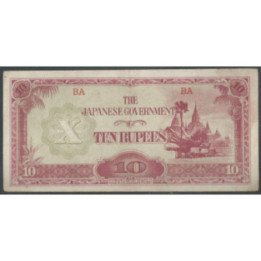 Burma - Ocupacion Japon WWII 10 Rupias ND1942-4 P16a