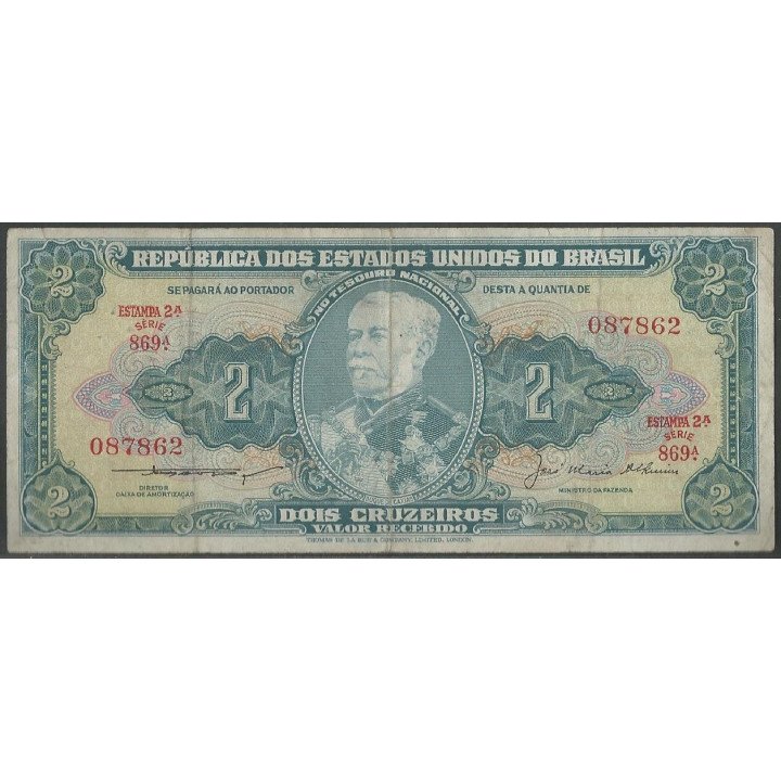 Brasil 2 Cruzeiros ND1956-8 Firma 5 P157Ab