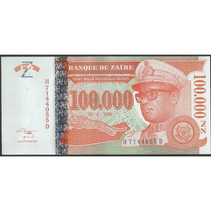 Zaire, 100.000 Noveaux Zaires 30 Jun 1996 P77