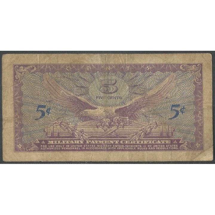 Estados Unidos - MPC 5 Cents Serie 641 ND1965 PM57a reverso