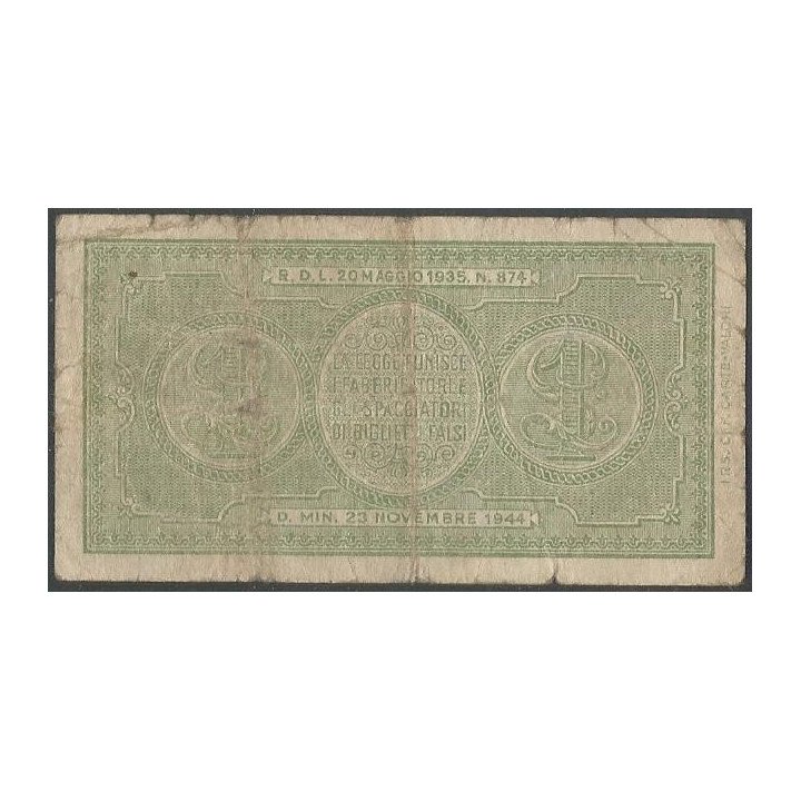 Italia 1 Lira 23 Nov 1944 P29a reverso
